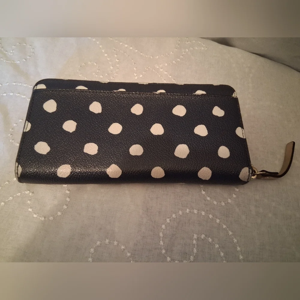 Kate Spade Navy and White Polka Dot Wallet